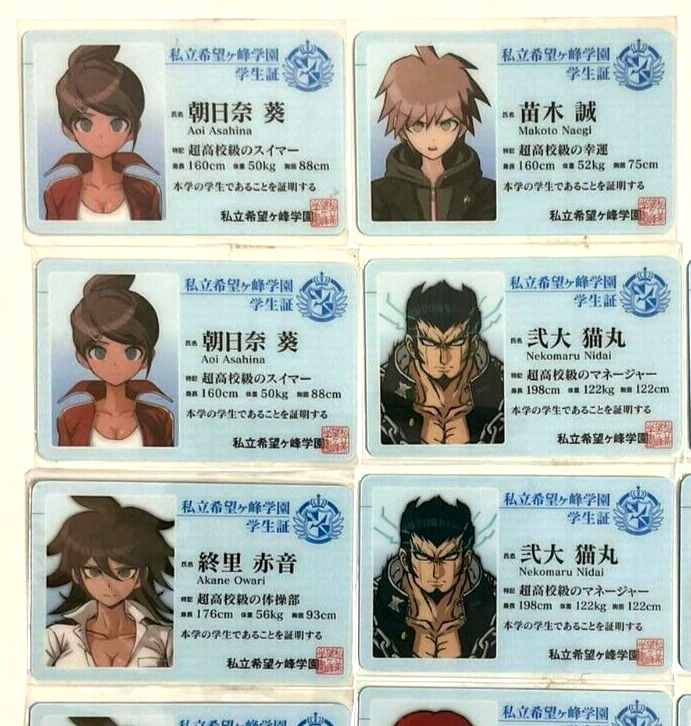 Danganronpa Student Plastic Card ID x13 Naegi Sonia Koizumi Asahina Yamada Owari