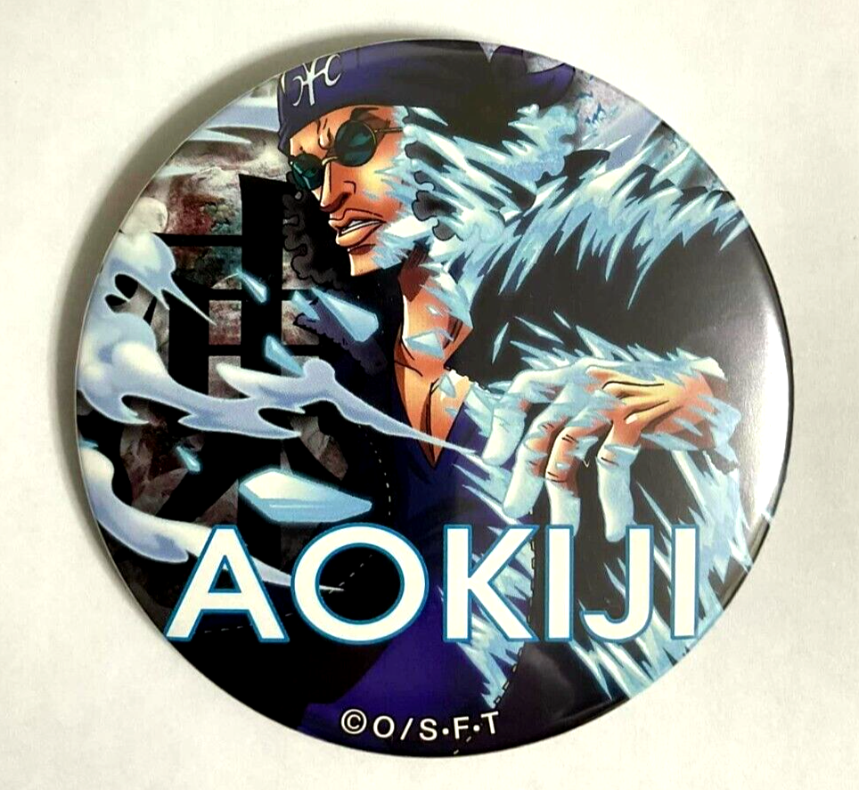 One Piece Yakara BLUE Can Badge Button Kuzan Aokiji