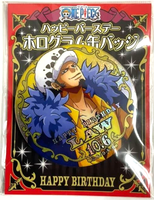 One Piece Bday Hologram Can Badge Button Trafalgar Law