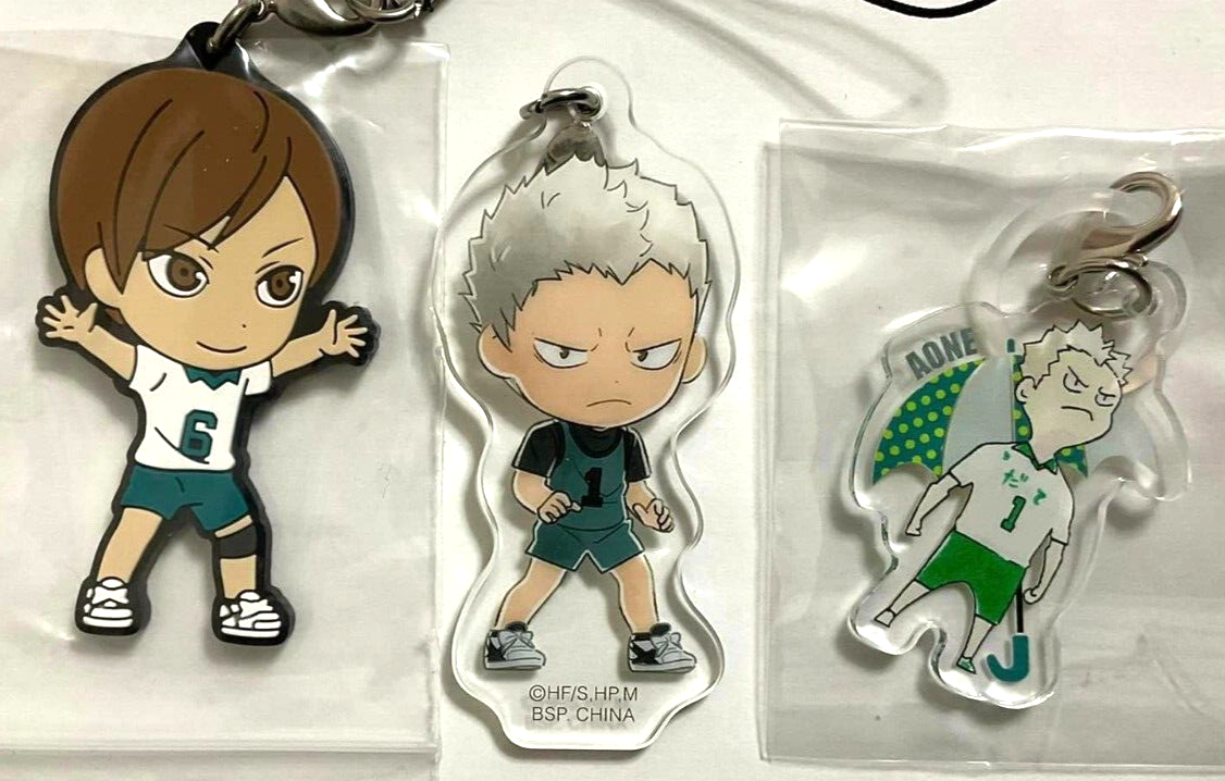 Haikyuu Umbrella Acrylic Charm Strap Rubber x3 Takanobu Aone Kenji Futakuchi