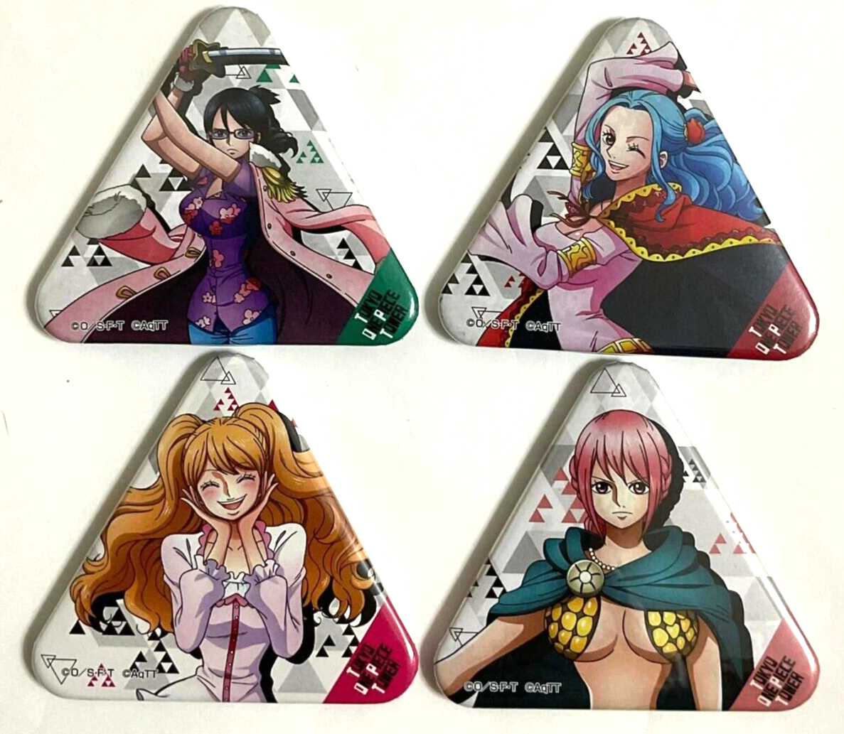 One Piece Tongari Can Badge Button x4 Tashigi Rebecca Pudding Vivi