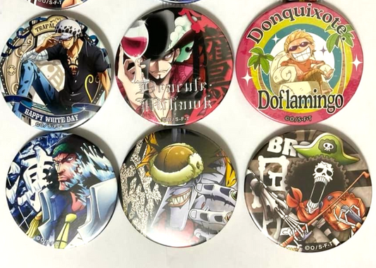 One Piece Yakara Can Badge Button x11 Trafalgar Law Sabo Sanji Brook Arlong USED