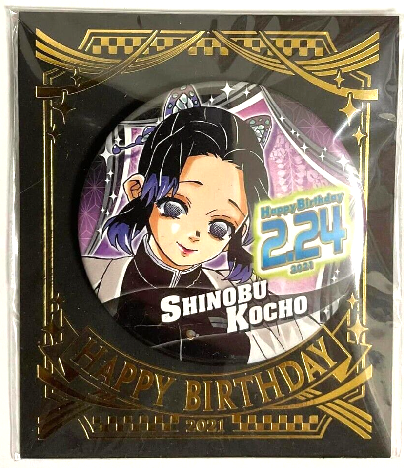 Kimetsu no Yaiba Demon Slayer Bday 2021 Can Badge Button Shinobu Kocho
