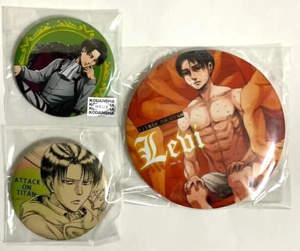 Attack On Titan Charaum Cafe Can Badge Button x3 Levi Ackerman AOT JP xde