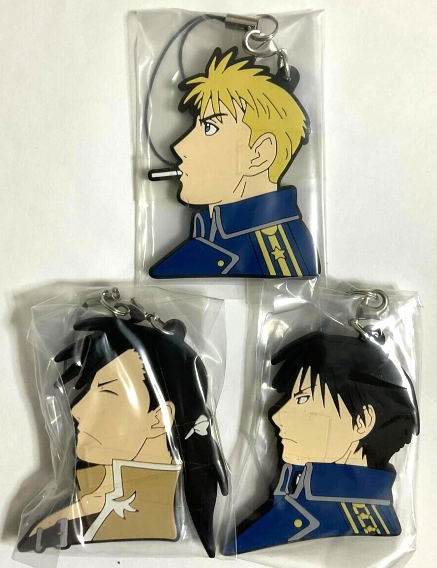 Fullmetal Alchemist Rubber Strap Charm x3 Roy Mustang Rin Yao Jean Havoc