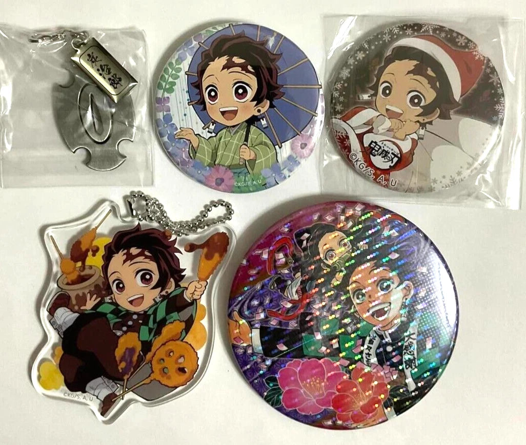 Kimetsu no Yaiba Demon Slayer Tsuba Katana Keychain Badge x5 Tanjiro Kamado xde