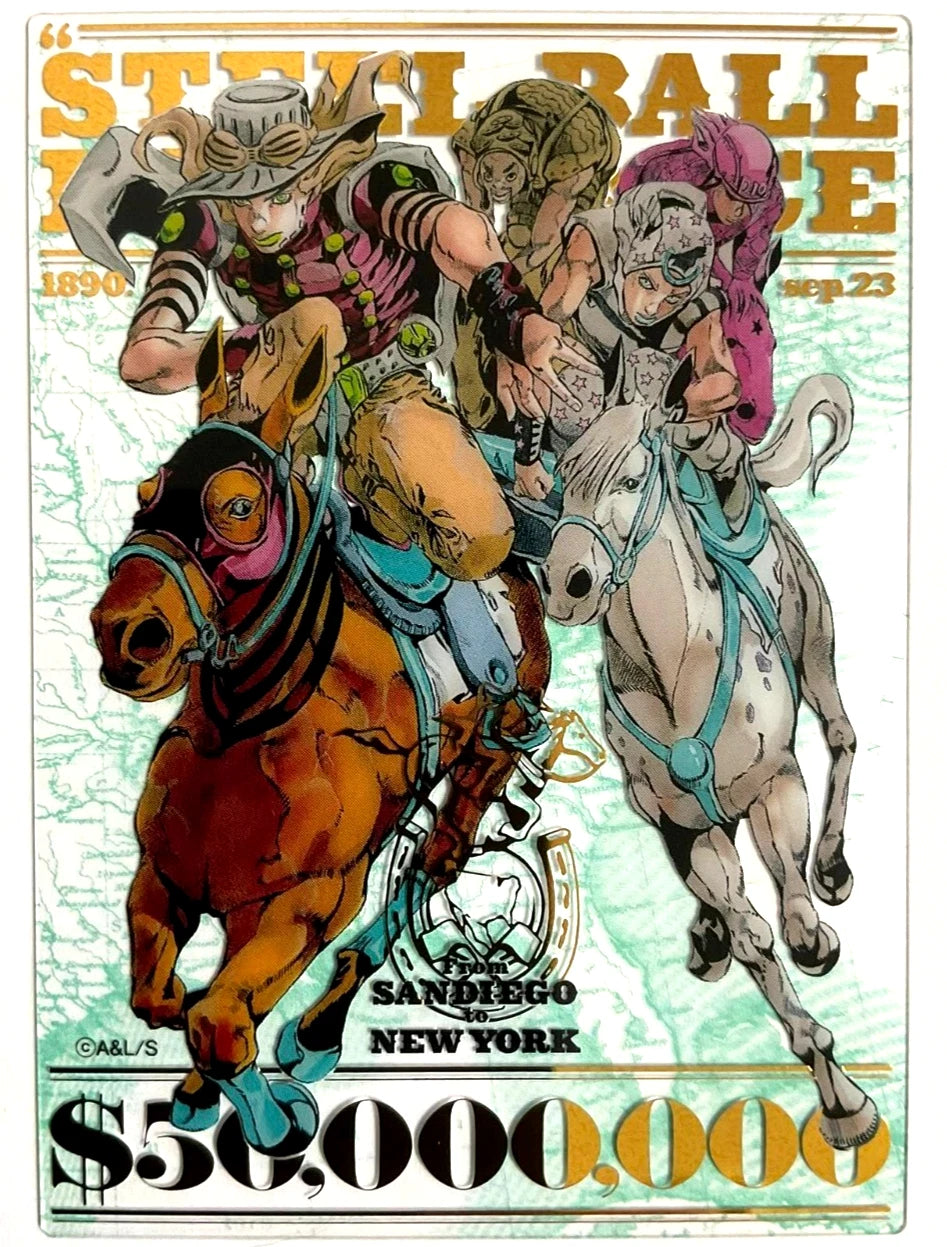 JOJO Steel Ball Run CARAVAN Mini Clear Card Foil Stamping Gyro Zeppeli Johnny