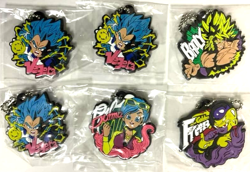 Dragon Ball Super Mini Rubber Mascot Strap x6 Vegeta Bulma Freeza Broly