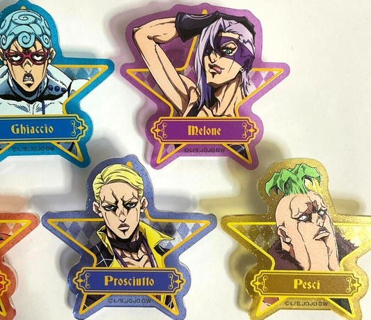 JOJO Golden Wind Acrylic Badge Button Prosciutto Melone Formaggio Pesci Ghiaccio