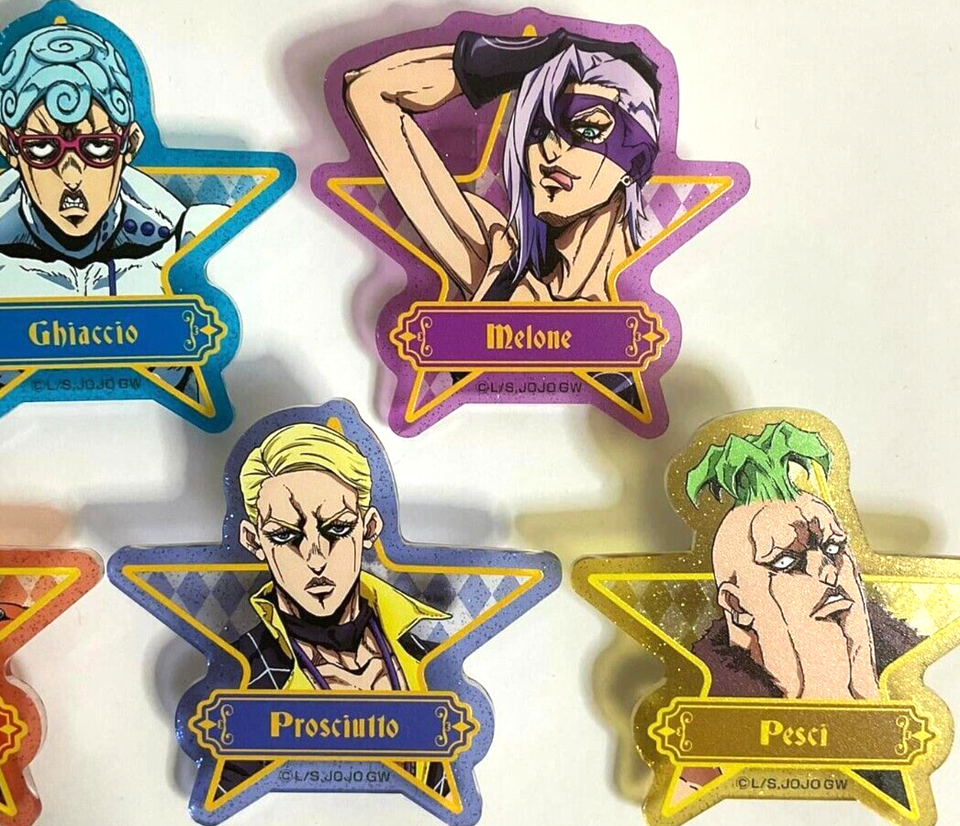 JOJO Golden Wind Acrylic Badge Button Prosciutto Melone Formaggio Pesci Ghiaccio