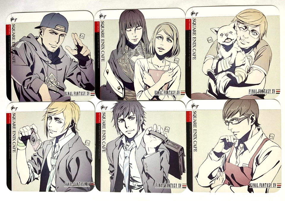 Final Fantasy XV BROTHERHOOD Coaster x6 Noctis Ignis Prompto Gladiolus Luna