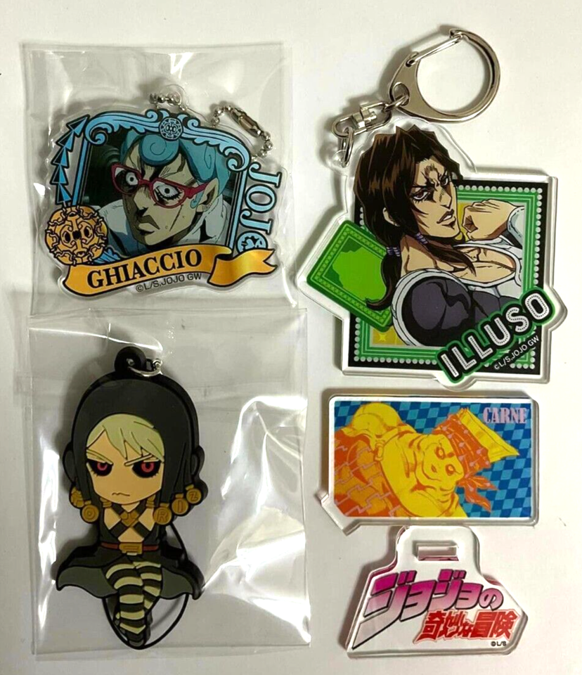 JOJO Golden Wind Rubber Strap Acrylic Stand Keychain Risotto Ghiaccio Iluso Carne