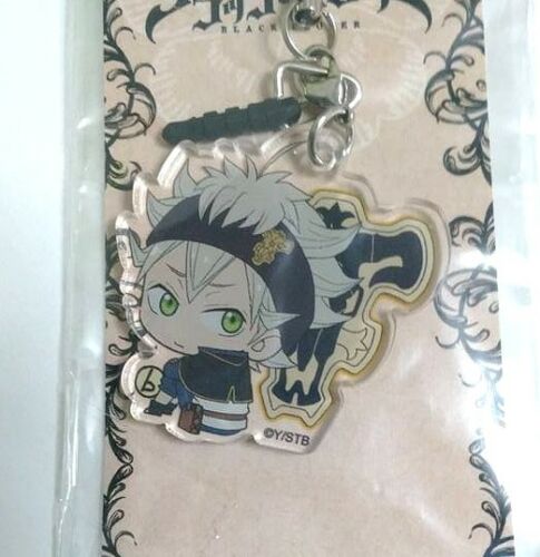 Black Clover Acrylic Keychain Strap Earphone Jack Asta Bocchikun