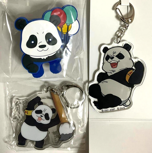Jujutsu Kaisen 0 Acrylic Keychain Strap Rubber Clip Badge x3 Panda