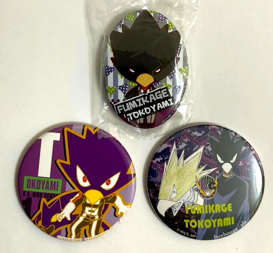 My Hero Academia Jump Shop Original Can Badge Button x3 Fumikage Tokoyami