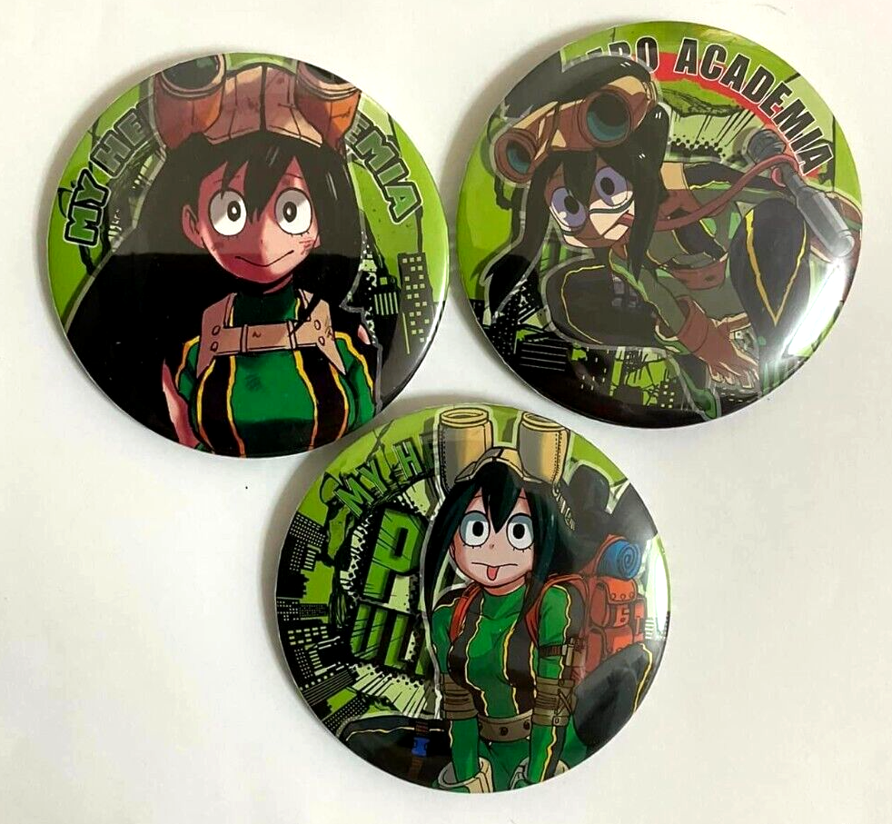 My Hero Academia Jump Shop Original Can Badge Button x3 Tsuyu Asui