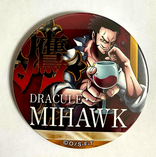 One Piece Yakara BLUE Can Badge Button Dracule Mihawk