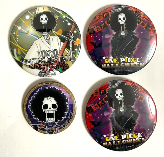 One Piece Halloween Horror Night Can Badge Button x4 Brook