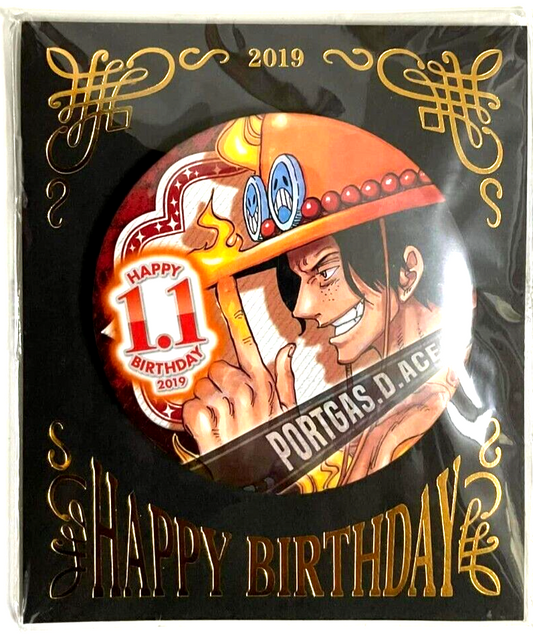 One Piece Happy Birthday Can Badge Button Portgas D Ace
