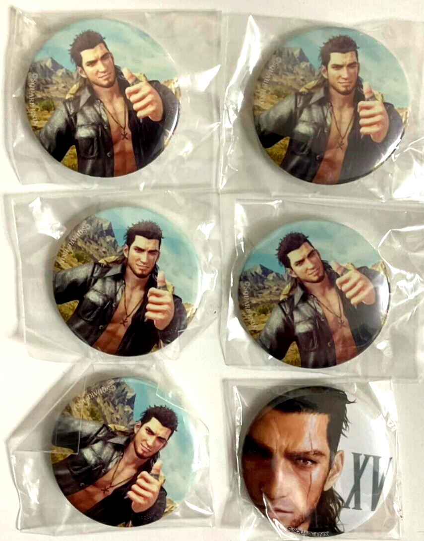 Final Fantasy XV Mini Can Badge Button x6 Gladiolus Amicitia