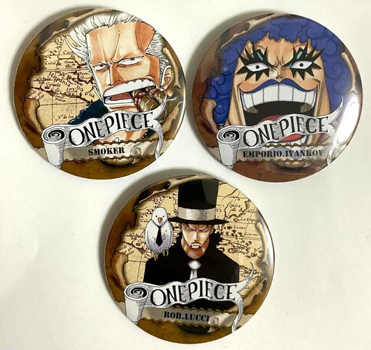 One Piece Collection Can Badge Button x3 Smoker Rob Lucci Ivankov