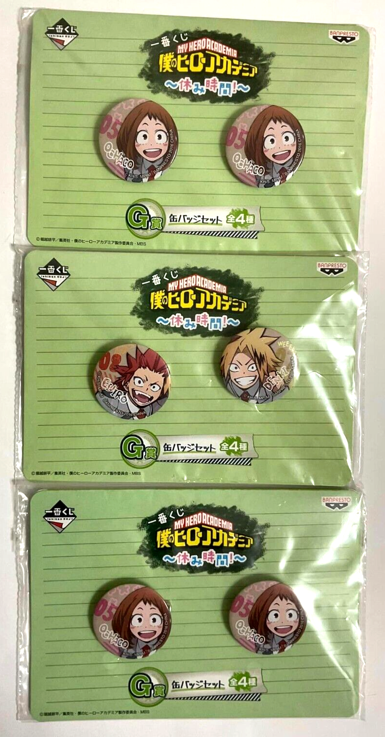 My Hero Academia Kuji Mini Can Badge Button x3 Kirishima Kaminari Uraraka