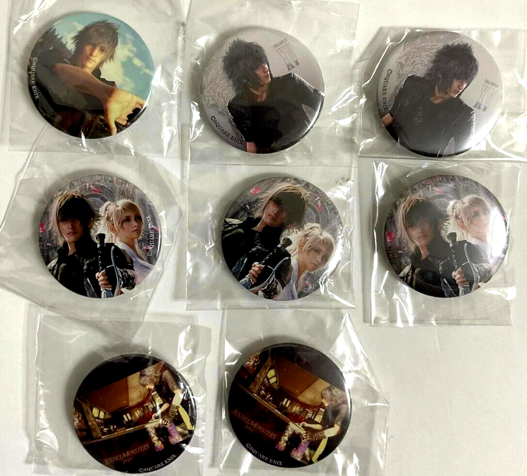 Final Fantasy XV Mini Can Badge Button x8 Noctis Lucis Caelum Lunafrena