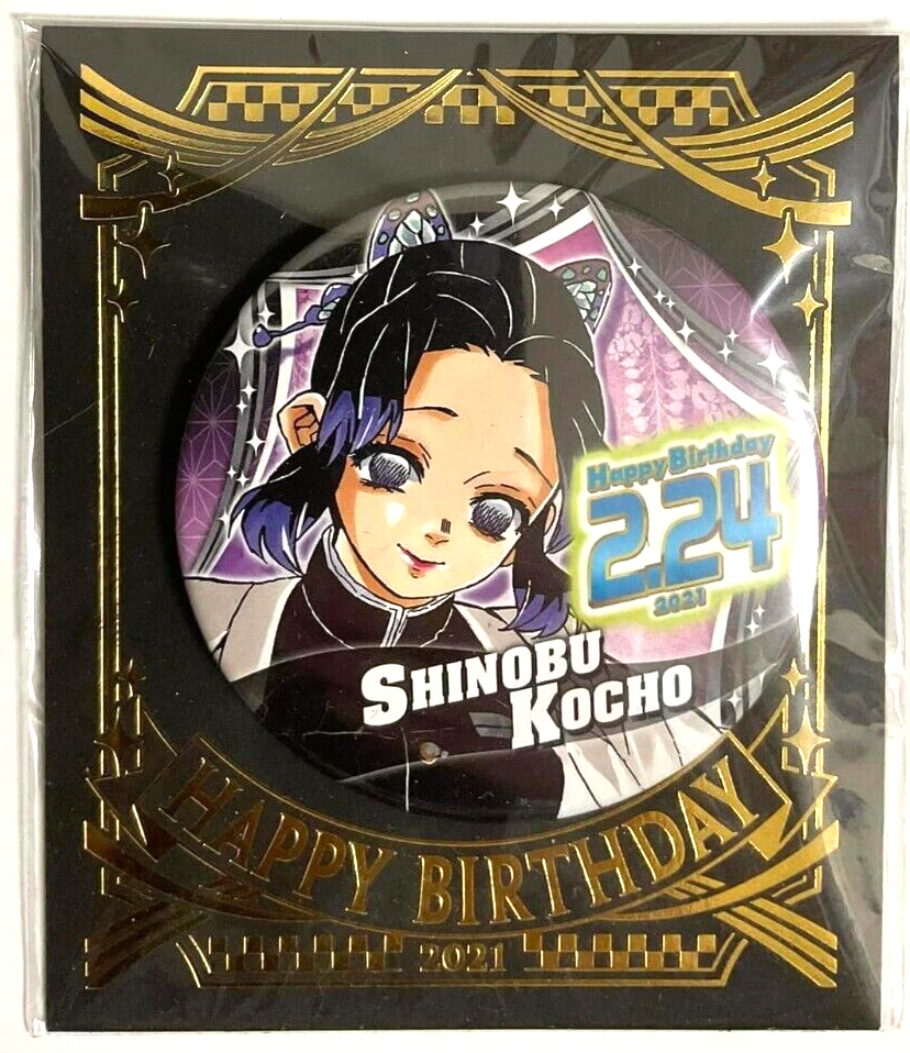 Kimetsu no Yaiba Demon Slayer Bday Can Badge Button Shinobu Kocho