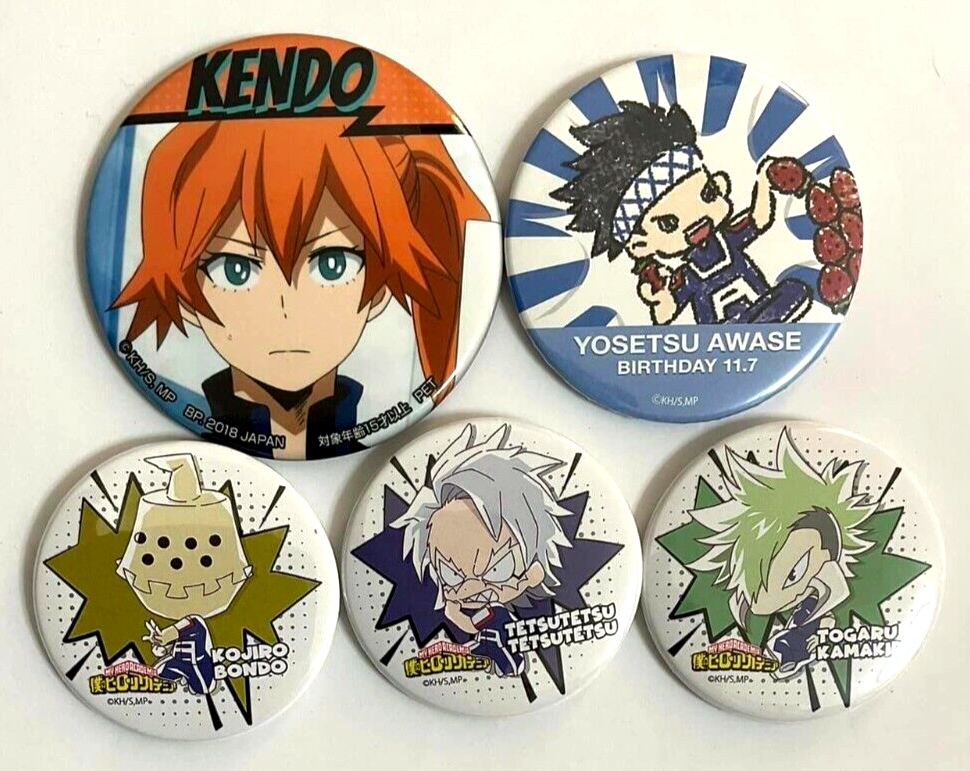 My Hero Academia Animate Can Badge Button x5 Tetsu Kendo Kamakiri Awase Bondo