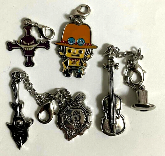 One Piece Mini Metal Charm Collection x4 Portgas D Ace Brook Edward Newgate