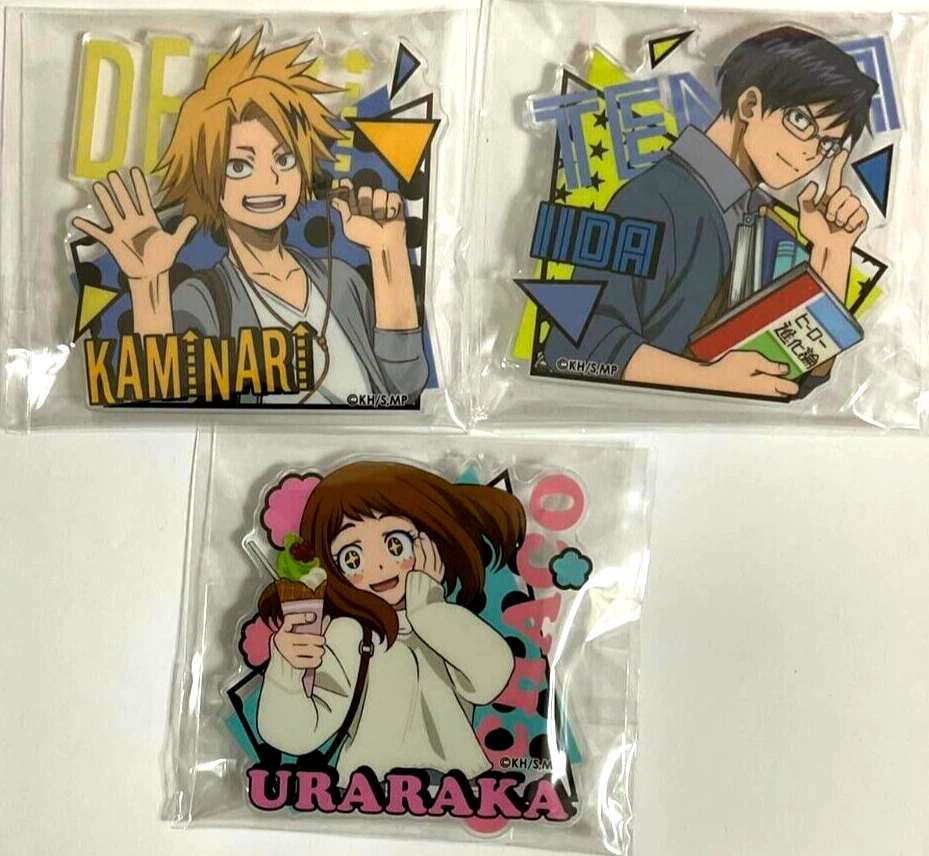 My Hero Academia Private Acrylic Badge Button x3 Tenya Iida Uraraka Kaminari