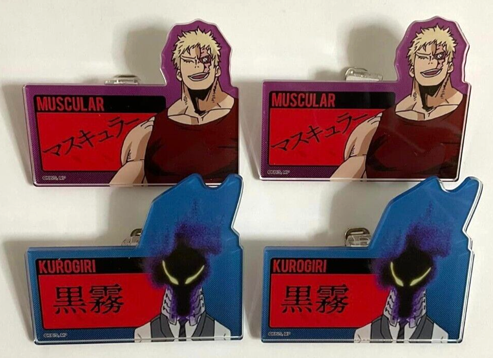 My Hero Academia Acrylic Plate Badge Button x4 Kurogiri Muscular