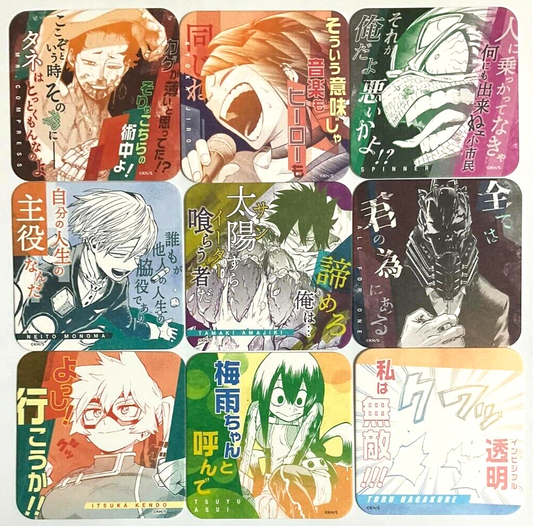 My Hero Academia Animate Coaster x9 Amajiki Monoma AFO Kendo Asui Jiro Spinner