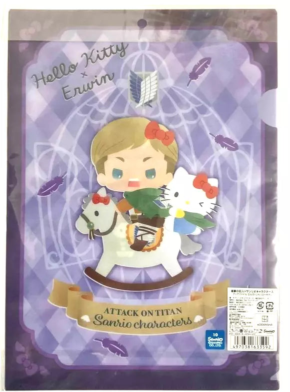 Attack On Tit x Sanrio Characters Clear File Erwin Smith Hello Kitty