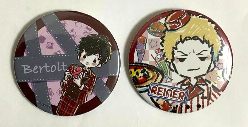 Attack On Titan Graffart Can Badge Button x2 Bertolt Hoover Reiner Braun