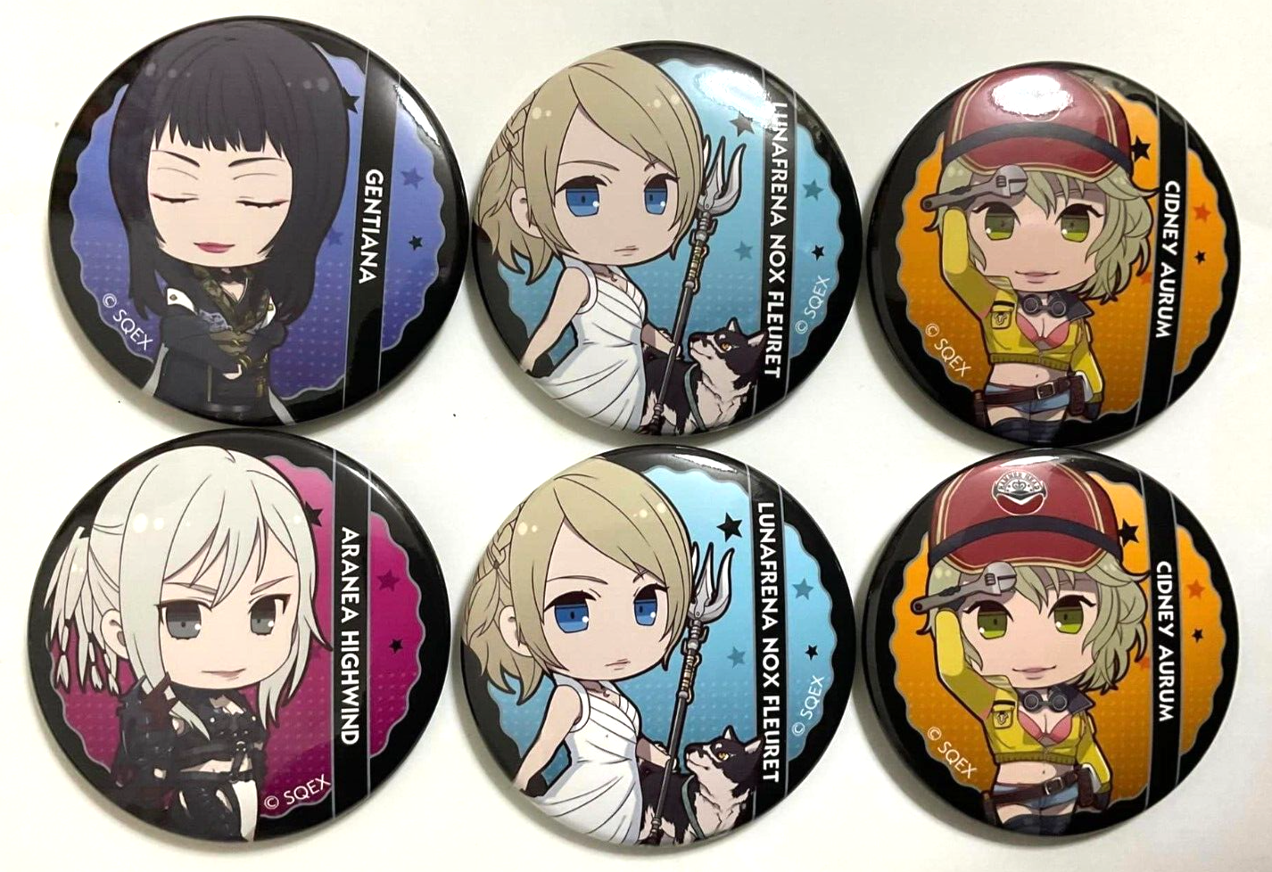 Final Fantasy XV Animate Can Badge Button x6 Aranea Gentiana Lunafrena Cidney