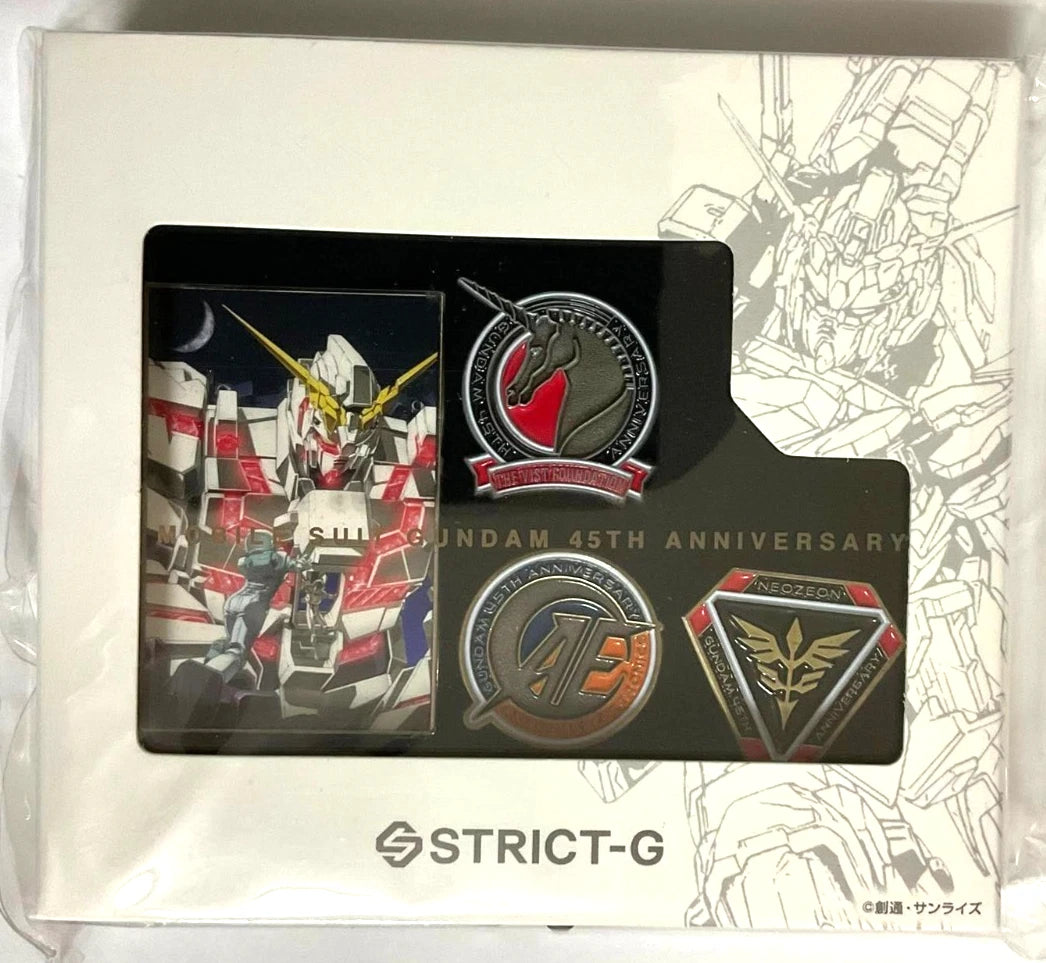Mobile Suit Gundam Unicorn x STRICT-G 45th Anniversary Pins Badge Button Set