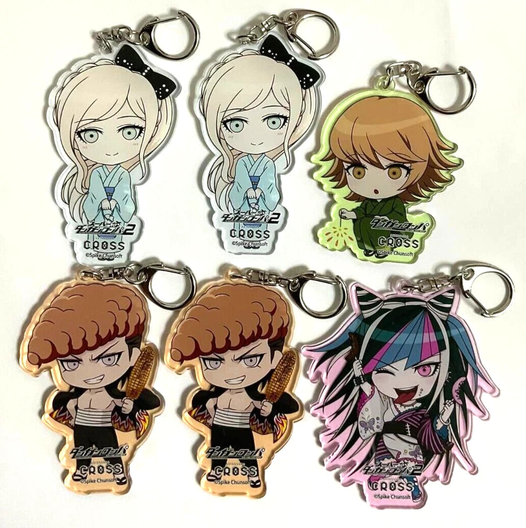 Danganronpa Cross Cafe Acrylic Keychain Strap x6 Mioda Fujisaki Sonia Owada xde