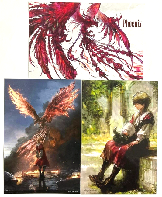Final Fantasy XVI Square Enix Cafe Original Postcard x3 Joshua Rosfield Phoenix