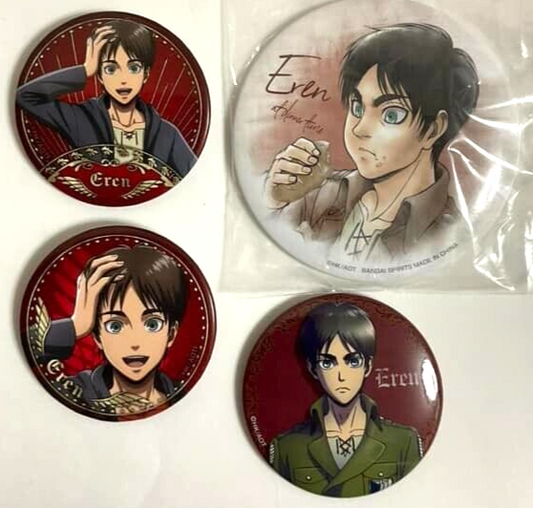 Attack On Titan Genga Kuji Can Badge Button x4 Eren Yeager