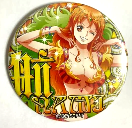 One Piece Yakara Pink&Gold Can Badge Button Nami