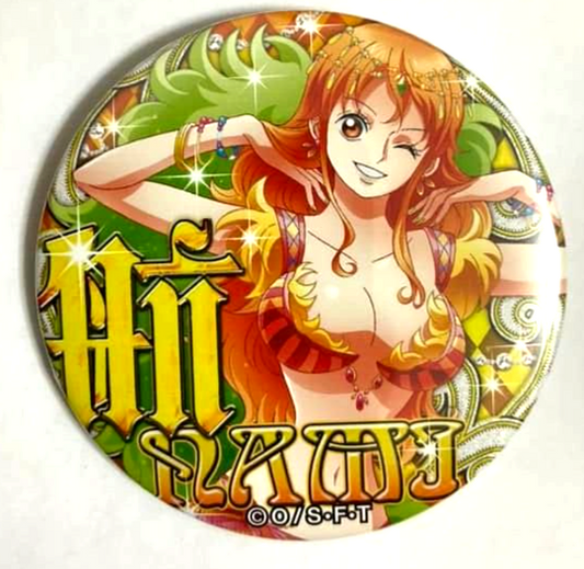 One Piece Yakara Pink&Gold Can Badge Button Nami