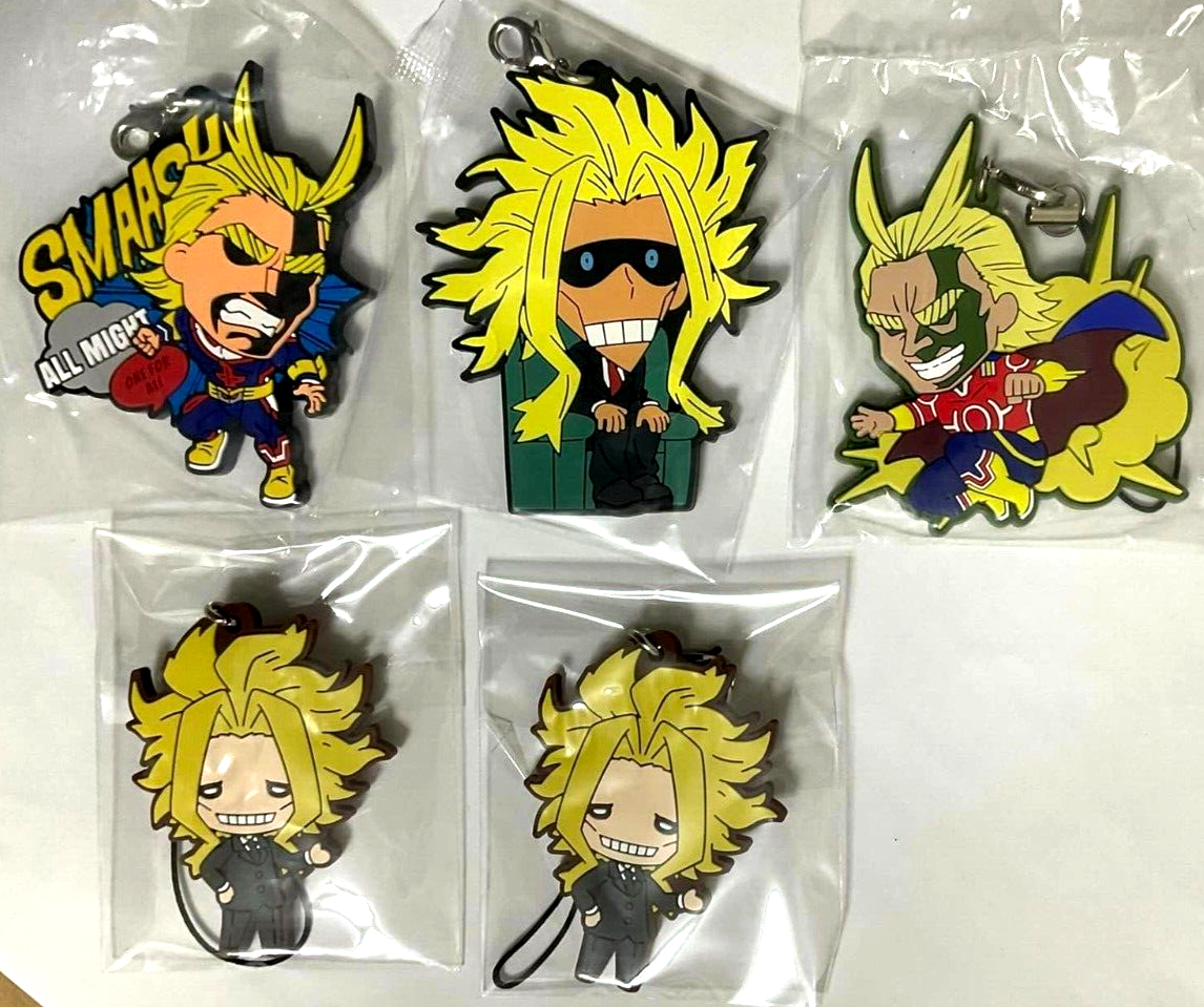 My Hero Academia Nitotan Kuji Rubber Strap Charm x5 All Might Yagi