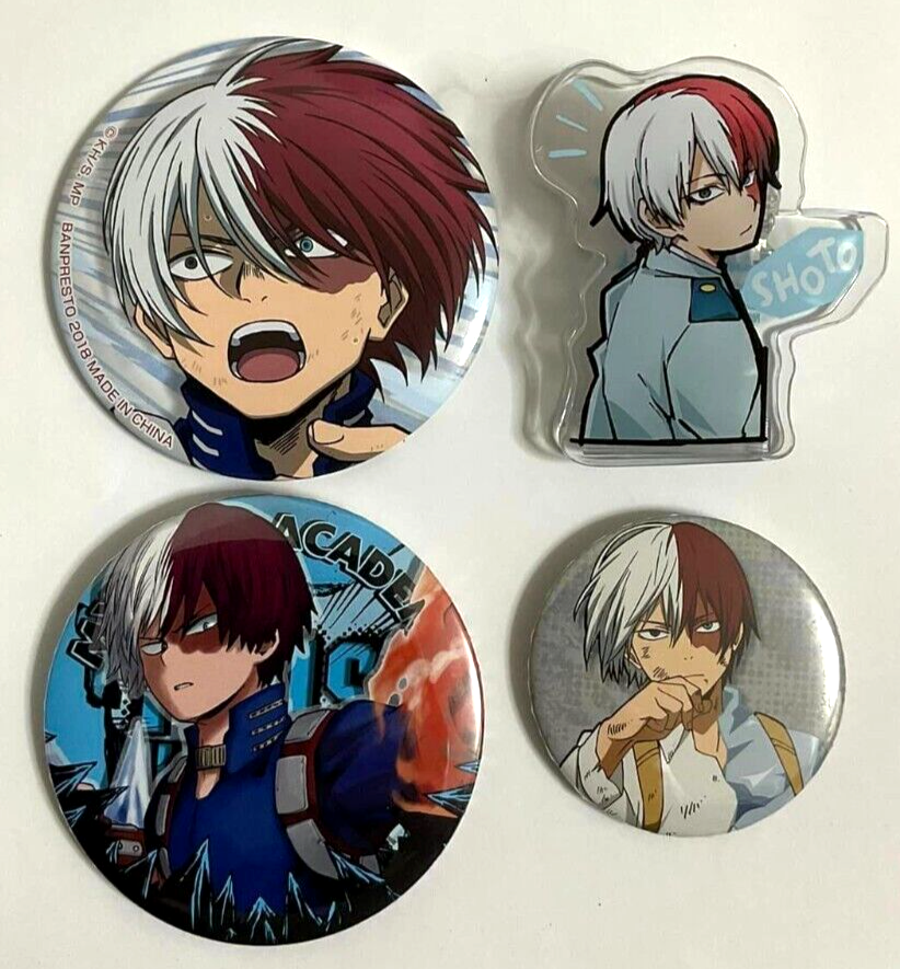 My Hero Academia Jump Shop Original Acrylic Can Badge Button x4 Shoto Todoroki