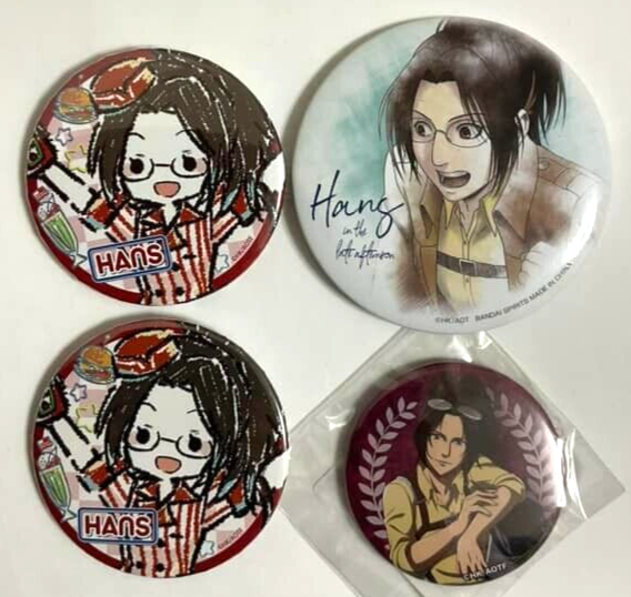 Attack On Titan Graffart Kuji Mate Can Badge Button x4 Hans Zoe