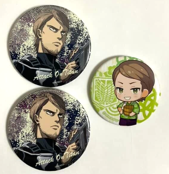 Attack On Titan The FINAL Raku Spa Can Badge Button x3 Jean Kirstein