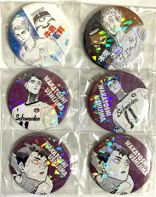 Haikyuu V HEROES All Star Hologram Can Badge Button x6 Wakatoshi Ushijima Bokuto