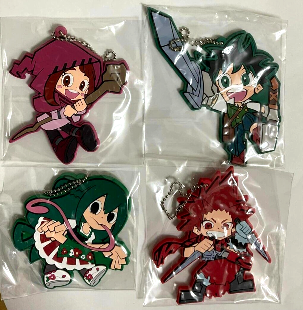 My Hero Academia Rubber Strap Charm x4 Midoriya Kirishima Asui Uraraka