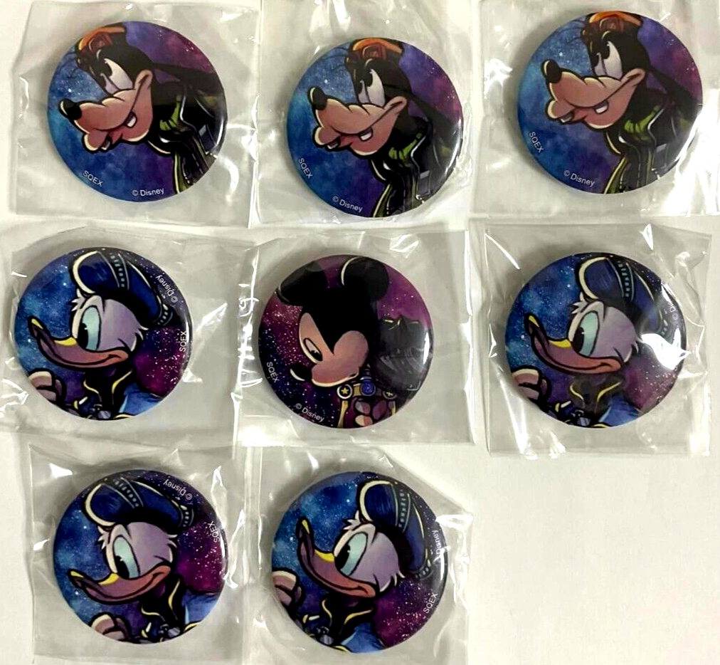 Kingdom Hearts III Mini Can Badge Button x8 Mickey Donald Goofy