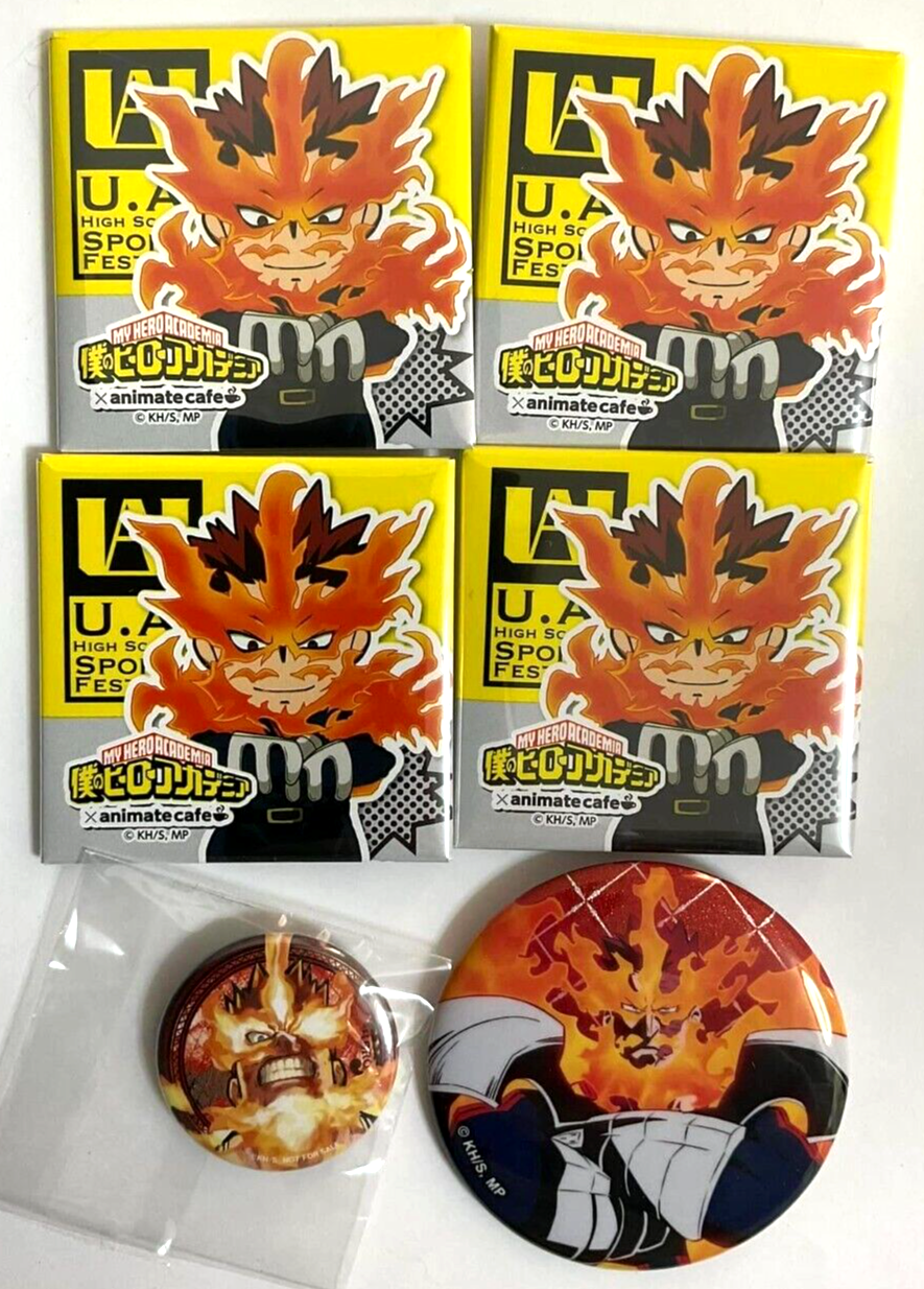 My Hero Academia Animate Can Badge Button x6 Endeavor Enji Todoroki